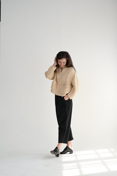 Round Neck Cardigan in Nude