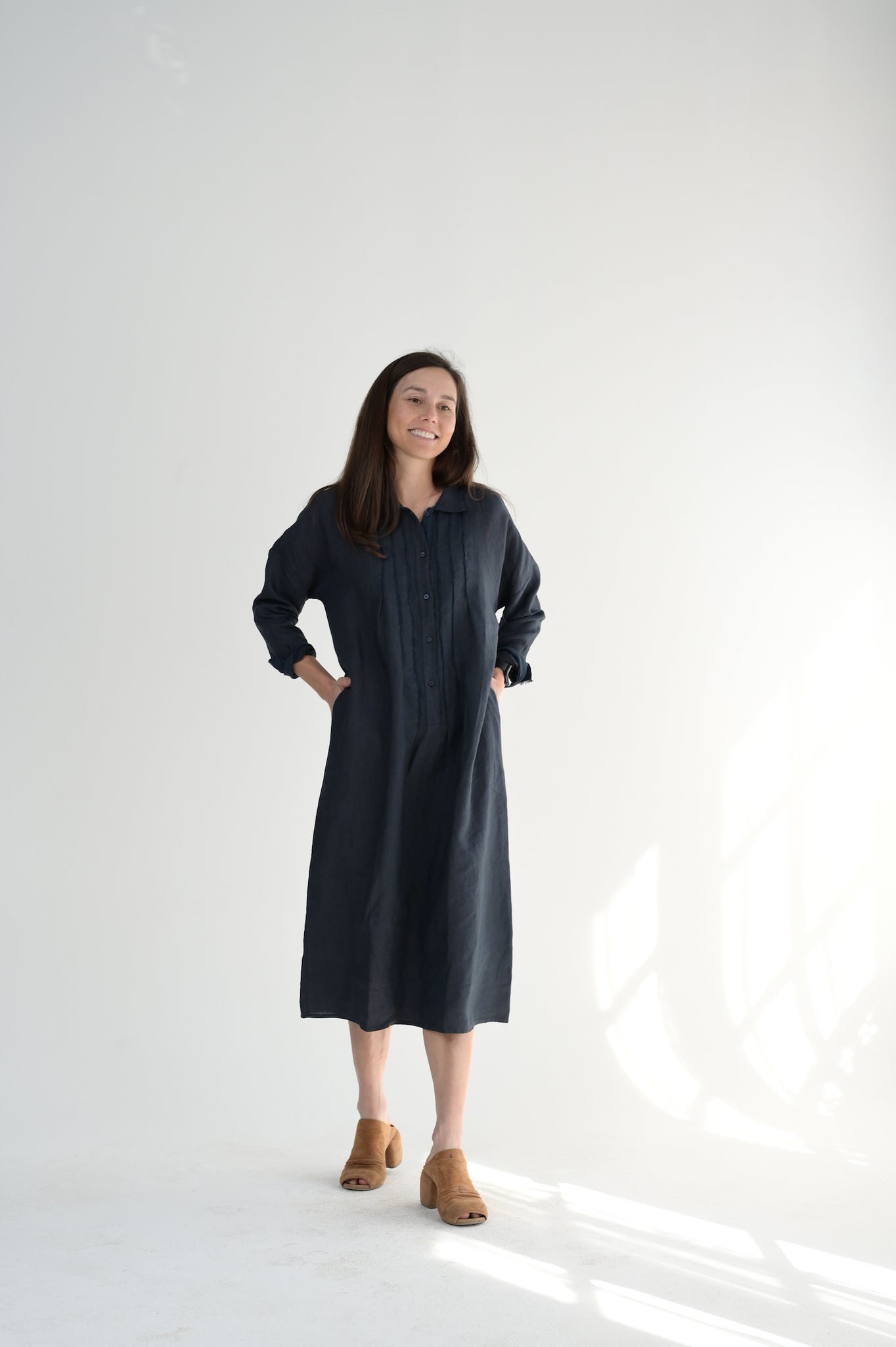 120 linen dress Linen Shirt Dress SAFARI SOFT FADE / L/46