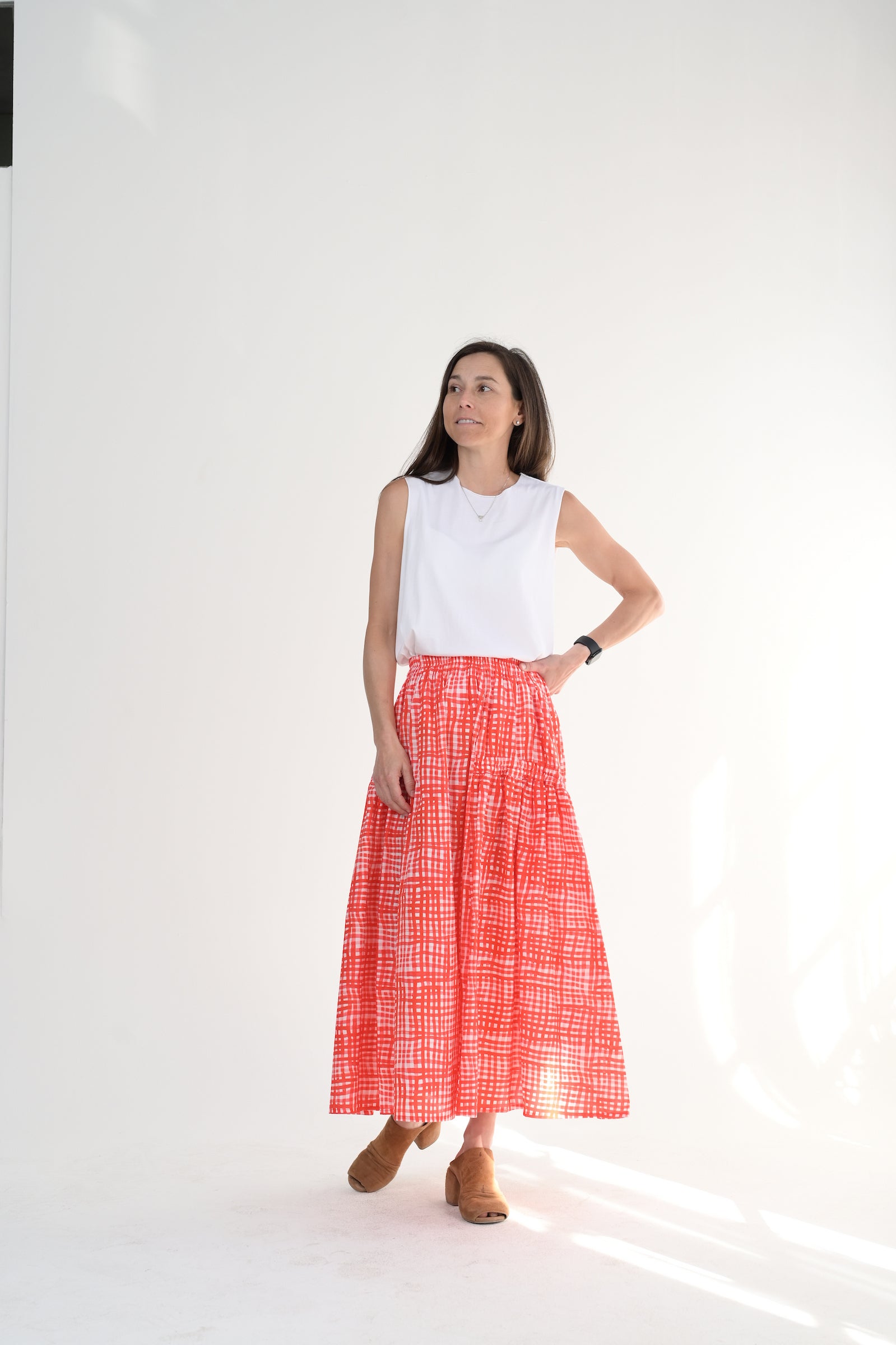 Harvester Skirt in Painted Check Jam – Twig