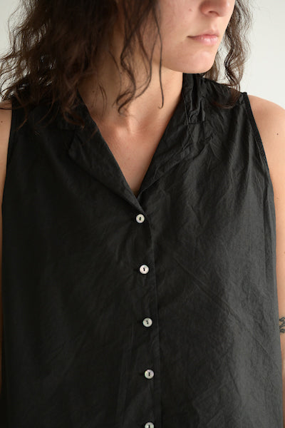 Sleeveless Collar Shirt TC in Black