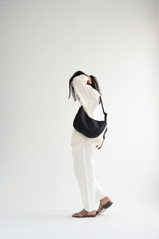 Medium Nylon Crescent Bag - Black