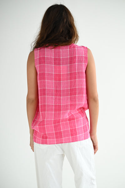 Tank in Raspberry Plaid Linen