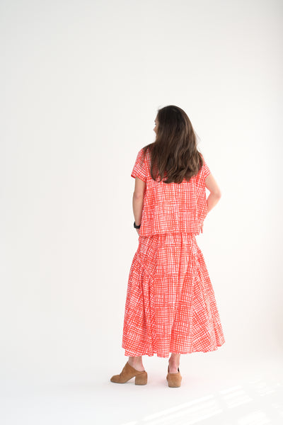 Harvester Skirt in Painted Check Jam