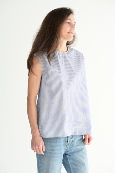 Sleeveless Top in Denim Stripe