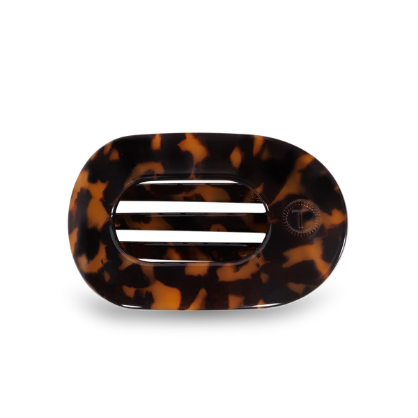 Medium Flat Round Hair Clip in Tortoise