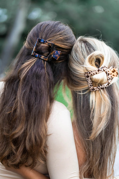 Medium Flat Square Hair Clip in Tortoise