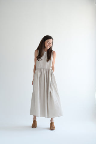 Sleeveless Dress in Mud Stripe