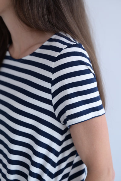 Jersey Dress in Navy Stripes