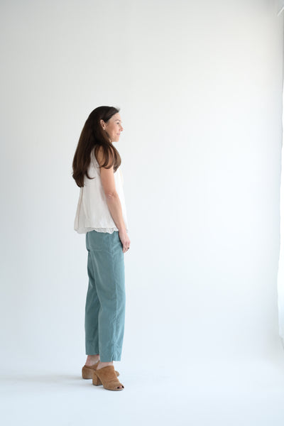 Ruffle Yoke Sleeveless Blouse with Cami