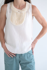 Ruffle Yoke Sleeveless Blouse with Cami