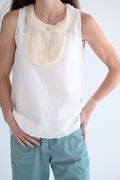 Ruffle Yoke Sleeveless Blouse with Cami