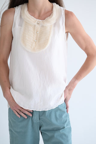 Ruffle Yoke Sleeveless Blouse with Cami