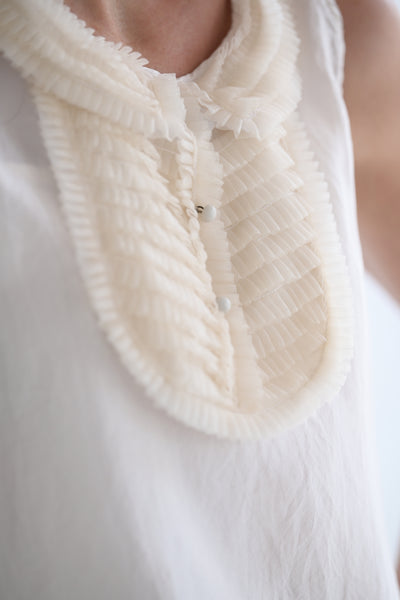 Ruffle Yoke Sleeveless Blouse with Cami