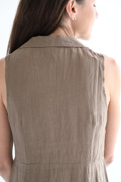Linen Farm Dress in Brown