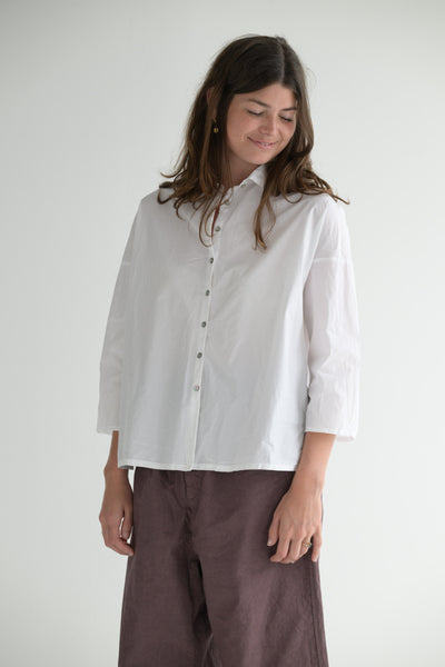 Short Collar Shirt TC in White