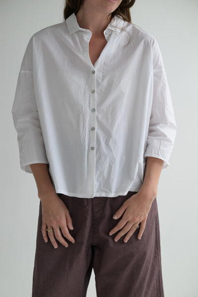 Short Collar Shirt TC in White