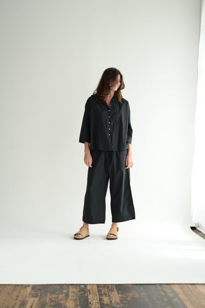 Short Collar Shirt TC in Black