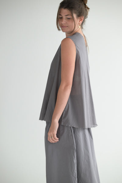 Sleeveless Organza Top in Grey