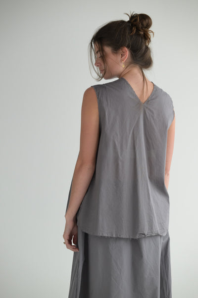 Sleeveless Organza Top in Grey