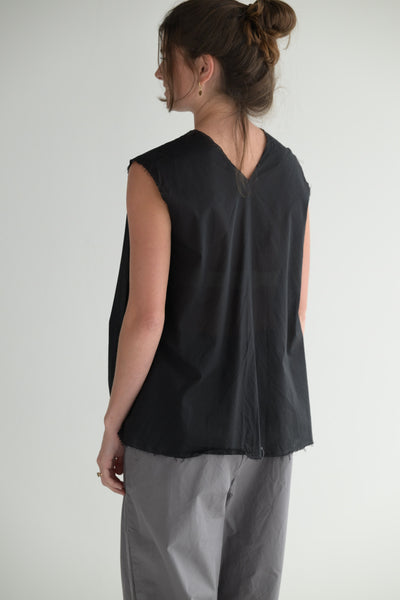 Sleeveless Organza Top in Black