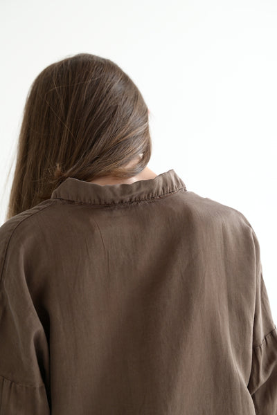 Silk Shirt Collar Shirt in Coffee