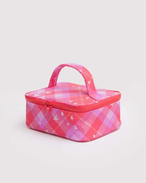 Small Cosmetic Case Pink Star Plaid