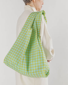 Standard Reusable Bag - Mint Pixel Gingham