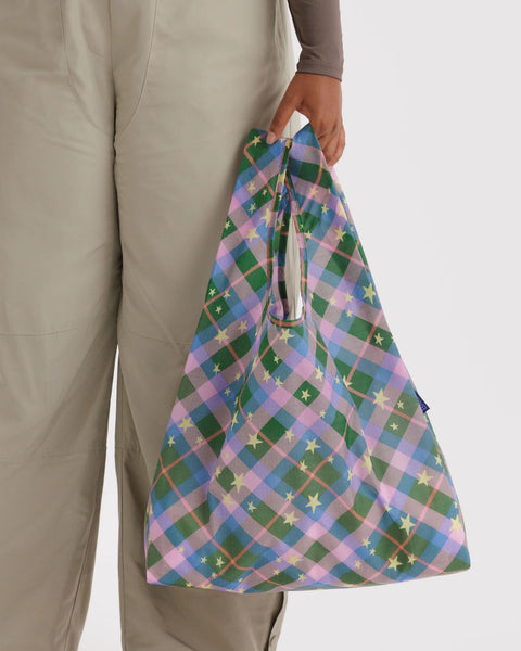 Standard Reusable Bag - Green Star Plaid