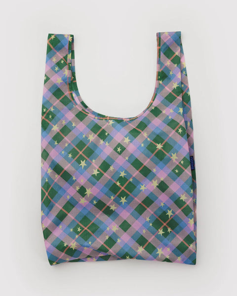 Standard Reusable Bag - Green Star Plaid