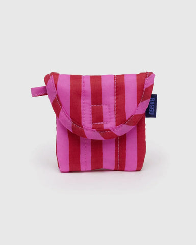 Puffy Earbuds Case - Pink & Red Painted Stripe