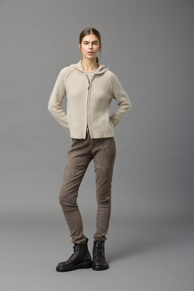 Zip up Hoodie Sweater in Jute