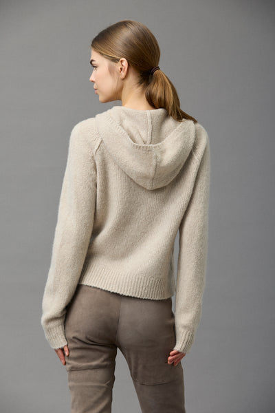 Zip up Hoodie Sweater in Jute
