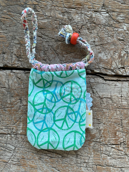 Drawstring  Pouch/Bag - Peace Signs