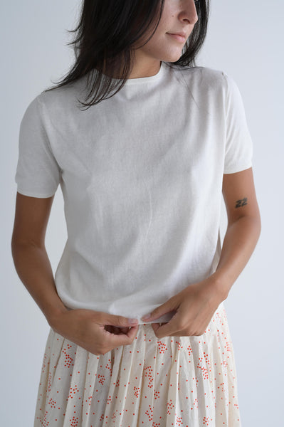 Short Sleeve Knit Top in White